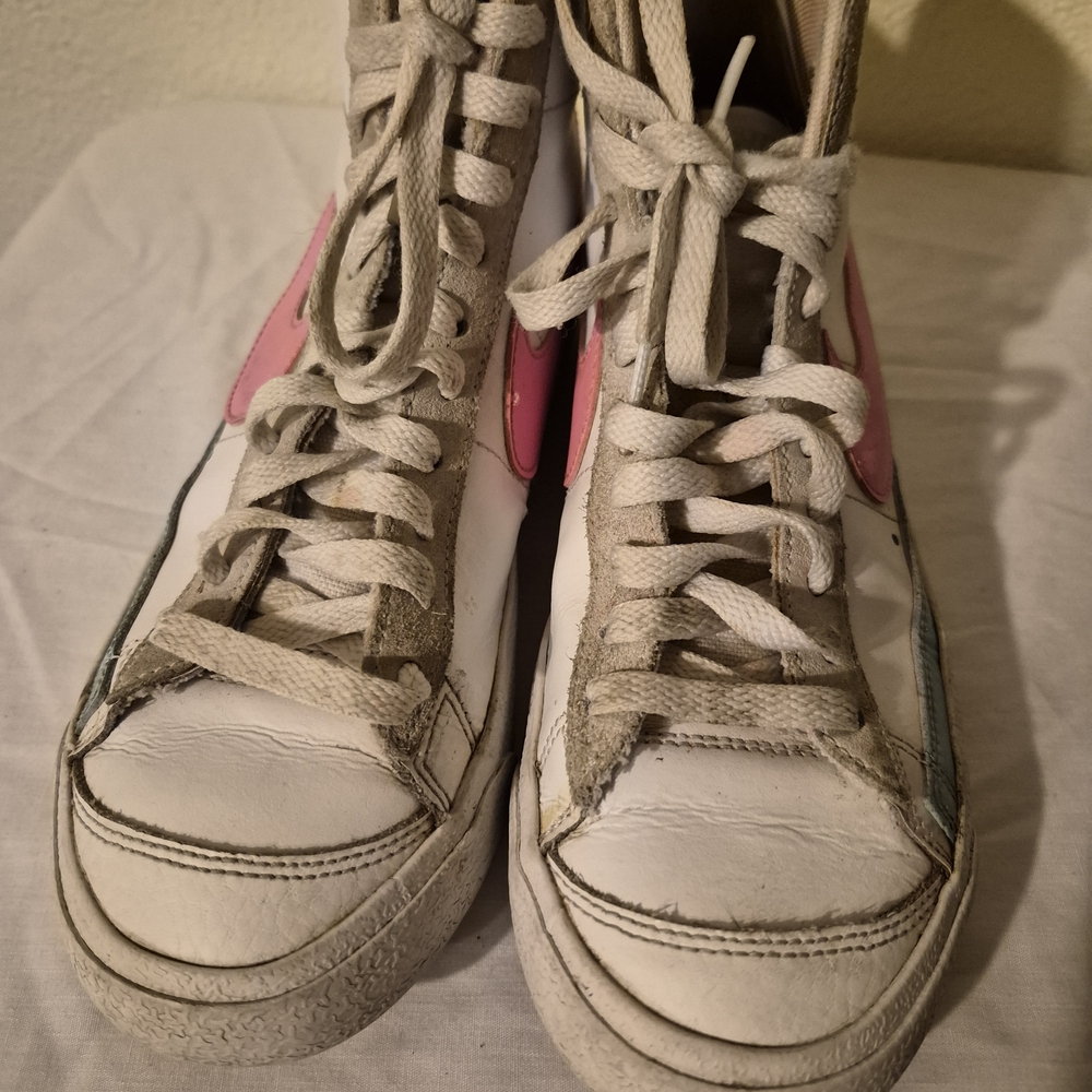 Nike  High-Top Sneakers - White, Pink, and Yellow - Picture 3 of 5